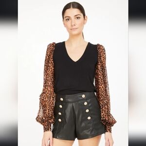 NWT Generation Love - Kalani Leopard Combo Top Black/Speckled Leopard $185, XXS